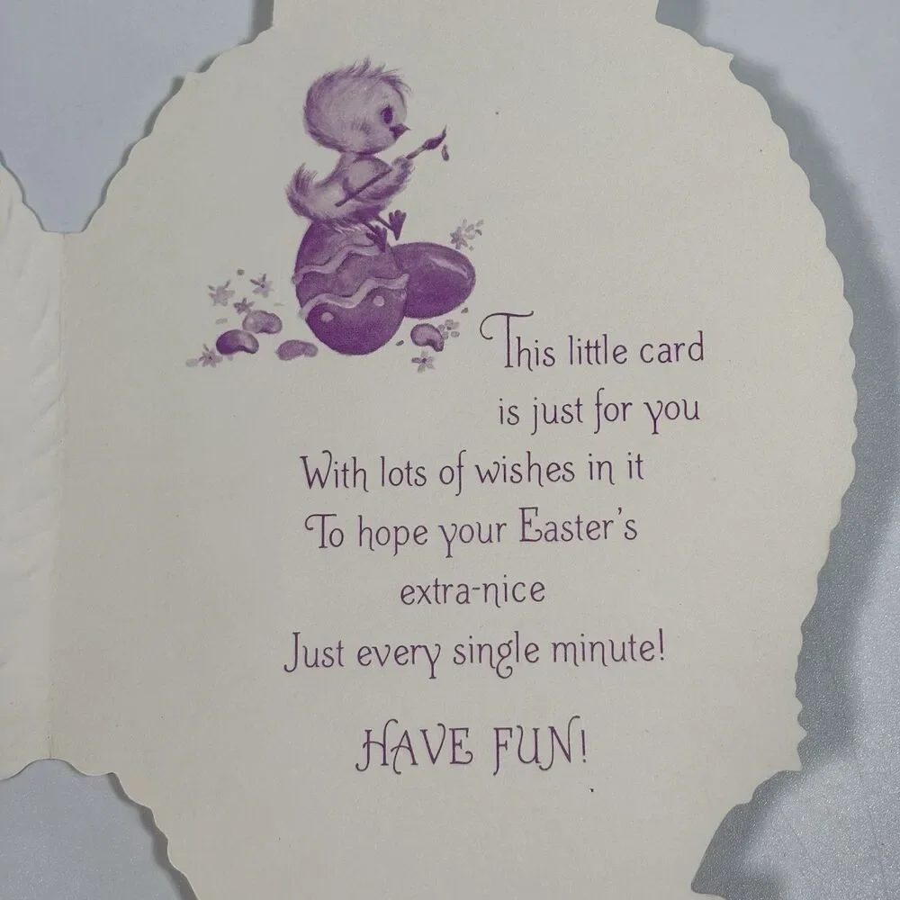 Vintage Easter Basket Chicks Die Cut Greeting Card Embossed Wall Decor Art